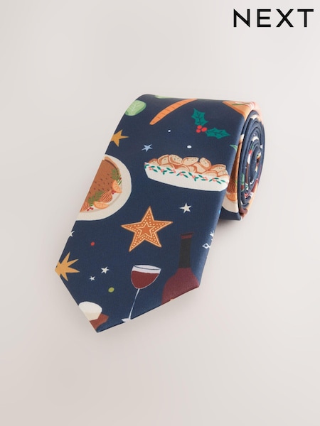 Navy Blue Slim Christmas Design Tie (E55819) | € 10
