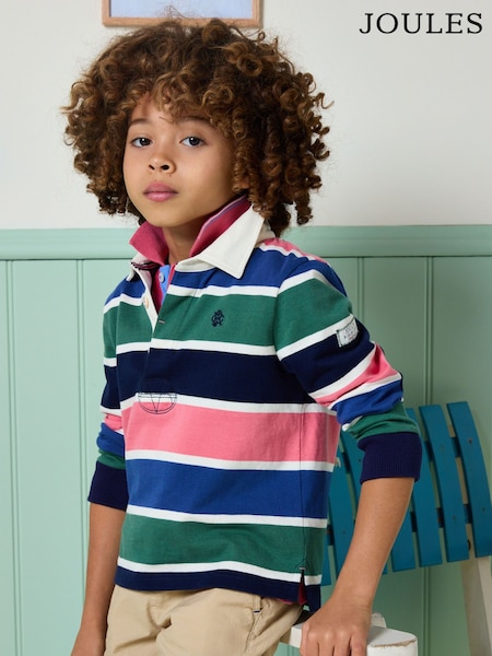 Joules Boys' Rugby Club Navy Blue & Green Shirt (E55823) | R$ 285 - R$ 345