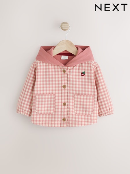 وردي - Gingham Strawberry Hooded Baby 100% Cotton Jacket (0mths-2yrs) (E55828) | ‏81 د.إ.‏ - ‏ 86‏ د.إ.