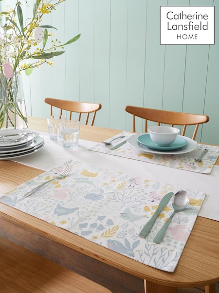Catherine Lansfield Natural Cottage Friends 100% Cotton Placemats 4 Pack (E56254) | $46