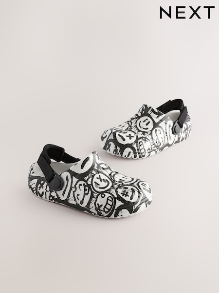 Black & White Happy Face Clogs (E56484) | $19 - $22