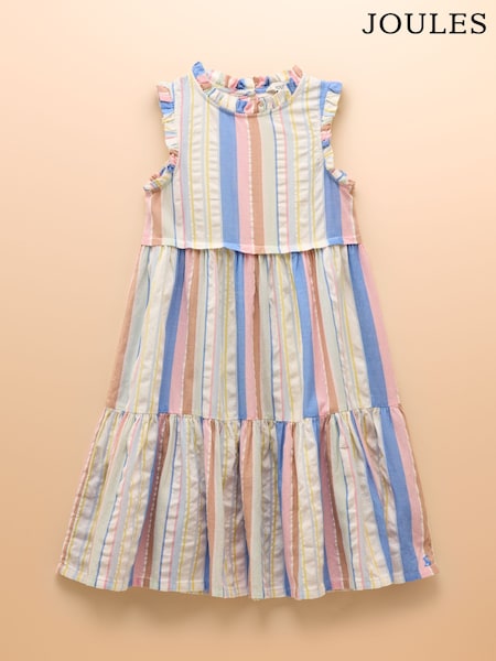 Joules Poppie Blue & Pink Woven Midi Dress (E56519) | R$ 335 - R$ 395