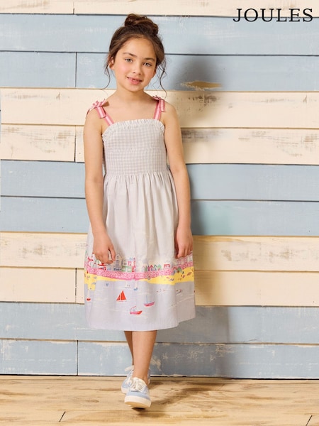 כחול  - Joules Pretty As A Picture Woven Bow Tie Dress (E56520) | ‏196‏₪ - ‏211‏ ₪