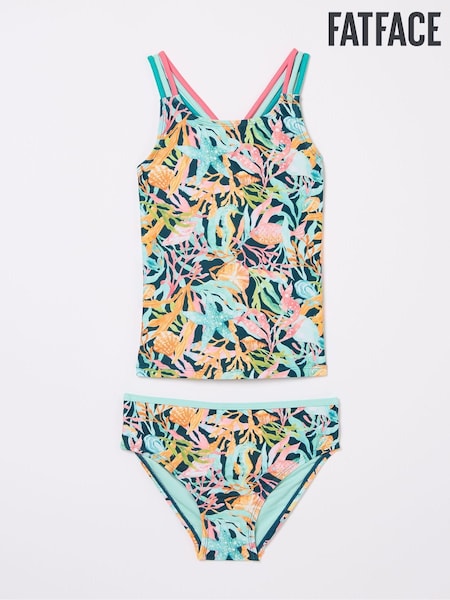 FatFace Coral Teal Blue Coral Print Tankini (E56529) | €11.50