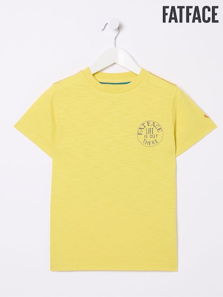 FatFace Yellow 100% Cotton Us Aloa Graphic T-Shirt (E56587) | €10.50