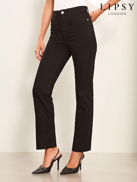 Lipsy Black High Waist Crop Straight Leg jeans (E57156) | €31
