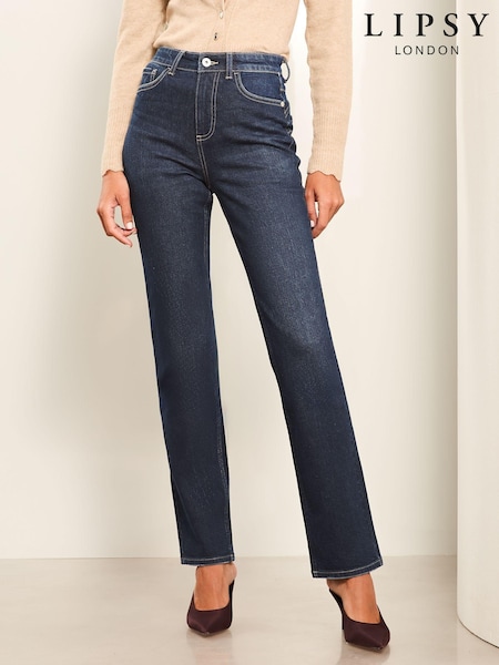 Lipsy Dark Wash Blue High Waist Straight Leg Jeans (E57157) | INR 5,535