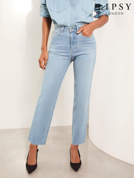 Lipsy Mid Wash Blue High Waist Crop Straight Leg jeans (E57159) | €22