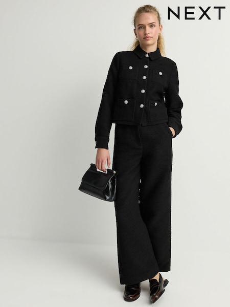 Schwarz - Boucle Textured Wide Trousers (E57214) | 23 €