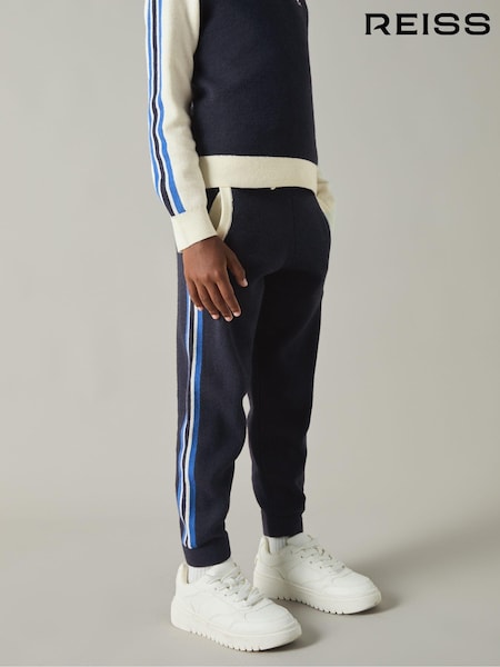 Reiss Navy/Blue Kelvin Logo Jacquard Joggers with Wool (E57250) | €64