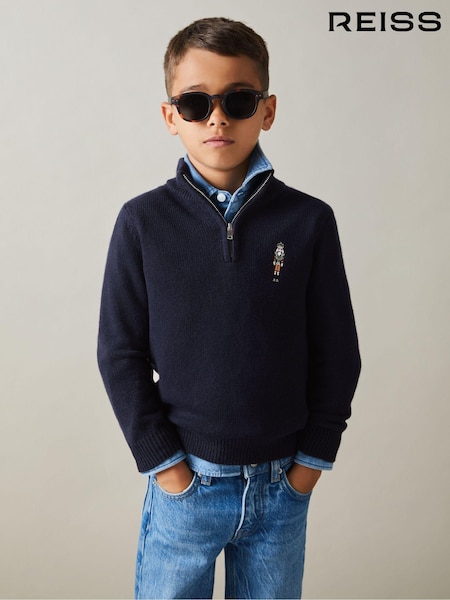 Reiss Navy Arden 9-13 yrs Quarter Zip Jumper (E57255) | €70