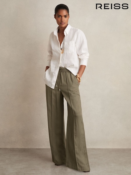 Reiss Khaki Oe Carrigan Lyocell-Blend Drawstring Trousers (E57259) | €95