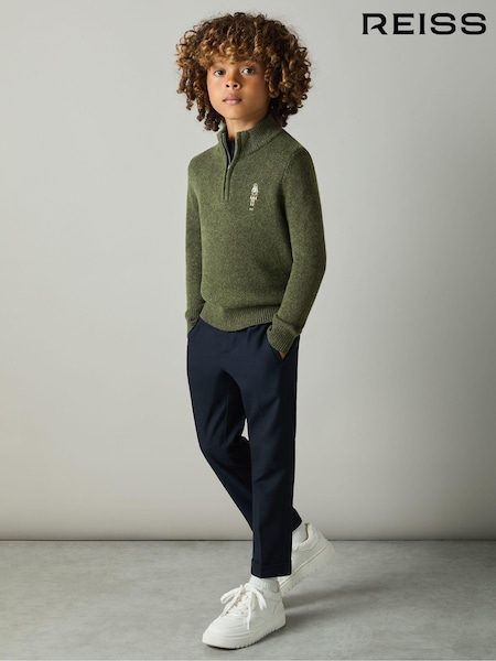 Reiss Forest Green Arden 3-9 yrs Quarter Zip Jumper (E57271) | AED302