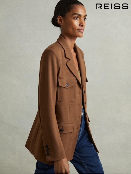 Темно-бежевый - Reiss Jessie Ponte Button-Through Overshirt (E57272) | €301