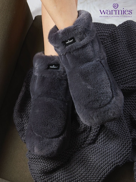 Warmies Dark Grey Fully Heatable Luxury Faux Fur Slipper Boots (E57286) | €44