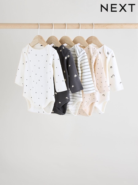Schwarz und Weiß - Baby Long Sleeve Bodysuits 5 Pack (E57301) | 23 € - 26 €
