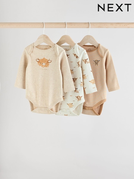 Neutral Hamish Baby Bodysuits 3 Pack (E57304) | €17 - €19