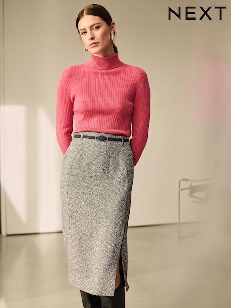 Black/White Boucle Mono Textured Pencil Skirt (E57311) | €27