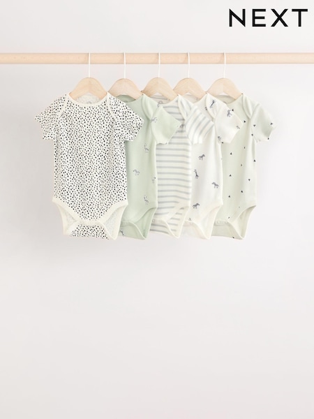 Mint Green Baby Short Sleeve Bodysuits 5 Pack (E57523) | CA$47 - CA$53