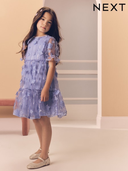 أزرق - Mesh Flower Sequin Party Dress (3-16yrs) (E57550) | ‏127 د.إ.‏ - ‏ 157‏ د.إ.