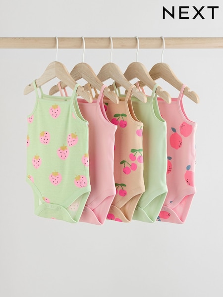 Green Baby Strappy Vest Bodysuits 5 Pack (E58050) | $28 - $32