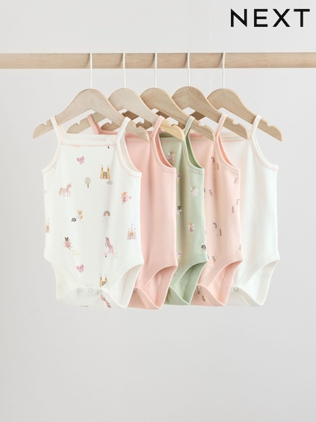 Multi - Baby Strappy 100% Cotton Vests 5 Pack (E58051) | €25 - €28