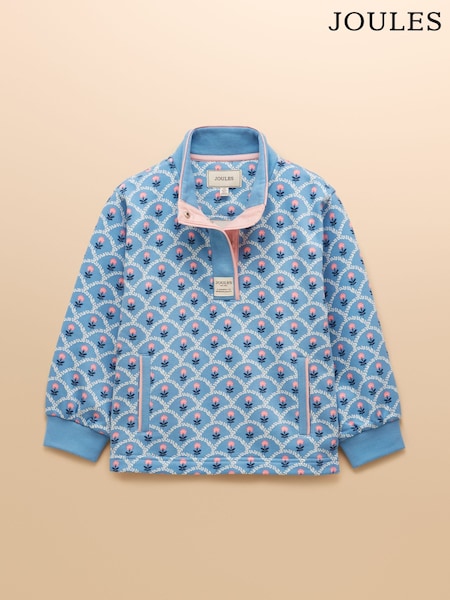 Joules Girls' Burnham Blue/Pink Funnel Neck Sweatshirt (E58054) | 129 QAR - 144 QAR