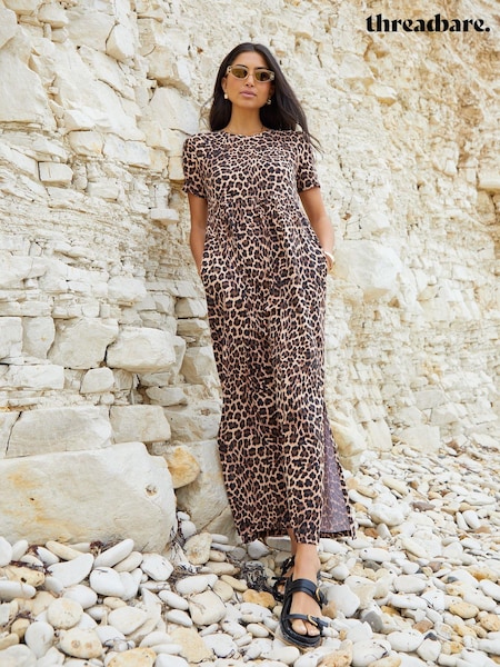rjava - Threadbare 100% Cotton Jersey Maxi Dress with Pockets (E58066) | € 45