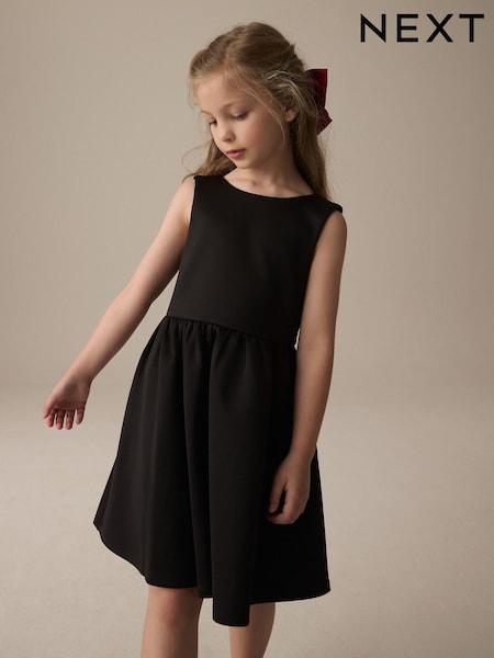 Black Scuba Bow Dress (1.5-16yrs) (E58304) | ₪105 - ₪130
