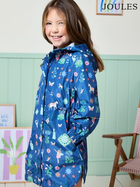 Joules Rainford Navy Waterproof Packable Raincoat With Hood (E58321) | R$ 335 - R$ 365