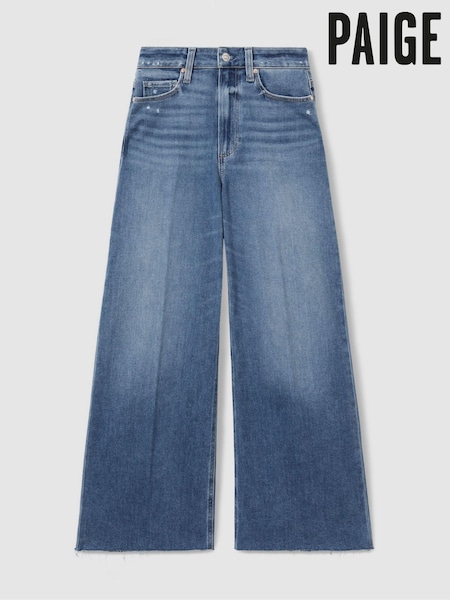 Paige Wide Leg Raw Hem Cropped Jeans (E58326) | $360
