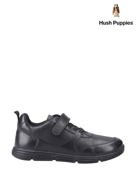 Black - Hush Puppies Alfie Bungee Senior School Shoes