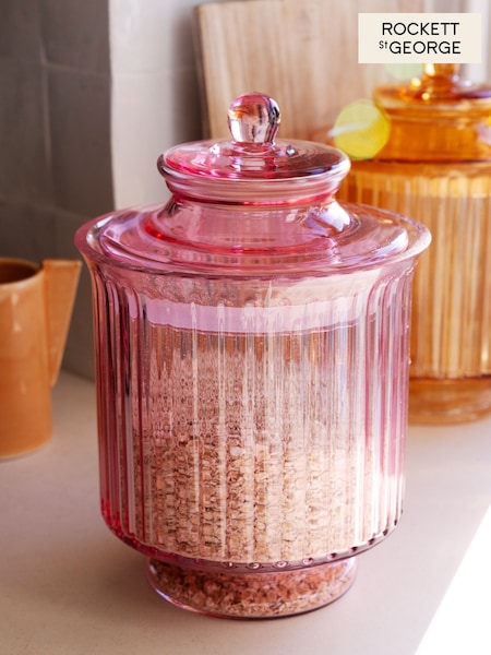 Rockett St George Pink Glass Large Storage Jar (E58793) | €40