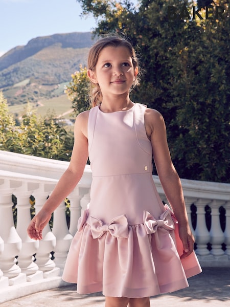 Baker by Ted Baker Pink Satin Bow Detail Occasion Dress (E58842) | 323 QAR - 350 QAR