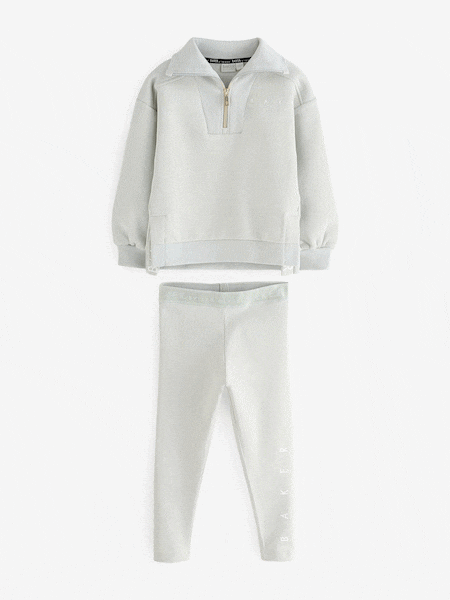 Baker by Ted Baker Grey Half Zip Neck Sweat and Legging Set (E58848) | 268 LEI - 305 LEI