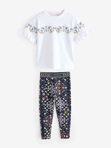 Baker By Ted Baker Navy Floral Print T-shirt And Leggings Set (E58855) | 190 zł - 235 zł
