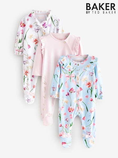 Azul/rosa - Baker by Ted Baker 100% Cotton Sleepsuits 3 Pack (E58866) | 57 € - 61 €