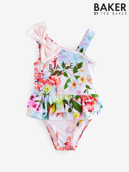 Baker By Ted Baker Pink Floral Bow Shoulder Swimsuit (E58879) | CHF 36 - 42 CHF