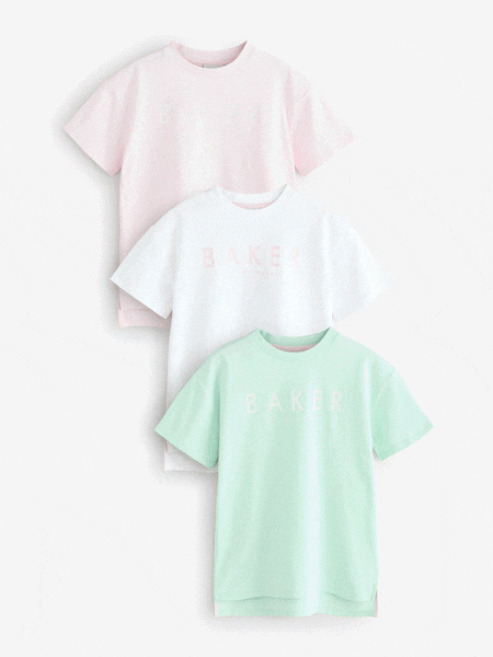 薄荷綠色 - Baker By Ted Baker Oversized Graphic 100% Cotton T-shirts 3 Pack (E58894) | HK$329 - HK$380