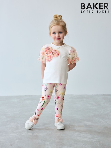 Baker by Ted Baker Pink Corsage Detail Top and Leggings Set (E58895) | €45 - €49
