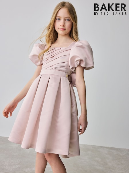Baker by Ted Baker Pink Satin Bow Back Occasion Dress (E58901) | 334 QAR - 372 QAR