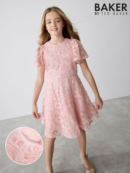 Baker by Ted Baker Pink All-Over Sequin Floral Pattern Dress (E58915) | AED323 - AED353
