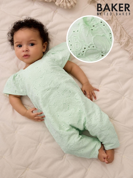 Mint Vihreä Broderie anglaise - Baker by Ted Baker Frill Sleeve Romper (E58918) | €50 - €55