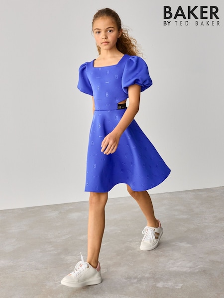 Baker by Ted Baker Blue Branded Waistband Embossed Scuba Dress (E58919) | 232 QAR - 259 QAR
