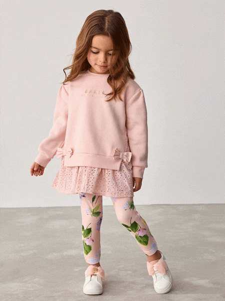 Baker by Ted Baker Pink 2 Piece Broderie Sweat & Legging Set (E58935) | AED146 - AED167