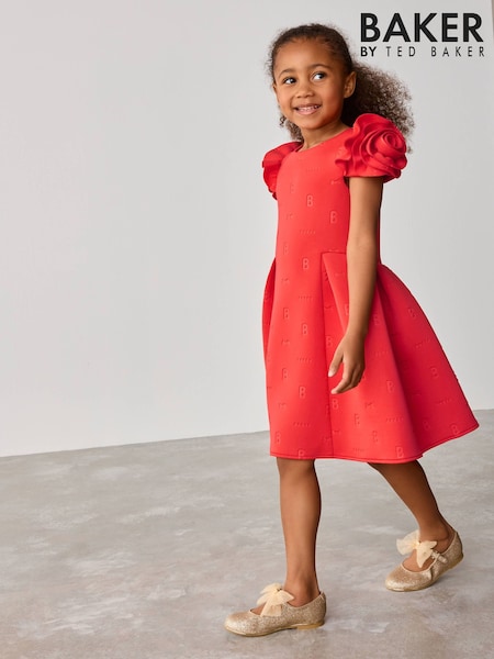 Baker by Ted Baker Rose Sleeve Detail Embossed Scuba Dress (E58939) | 216 QAR - 253 QAR