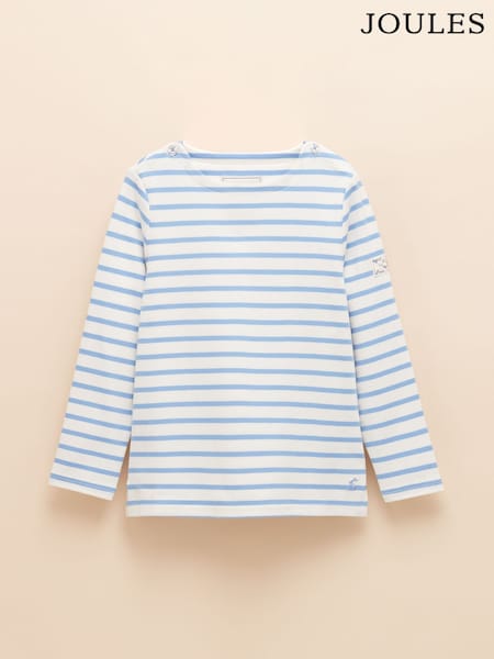 כחול  - Joules Girls' Harbour Long Sleeve Jersey Top (E59012) | ‏70‏₪ - ‏91‏ ₪