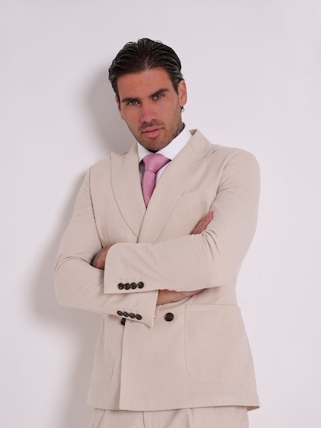 Harry Brown Natural Slim Fit Oliver Linen Cotton Blend Double Breasted Suit (E59099) | $278