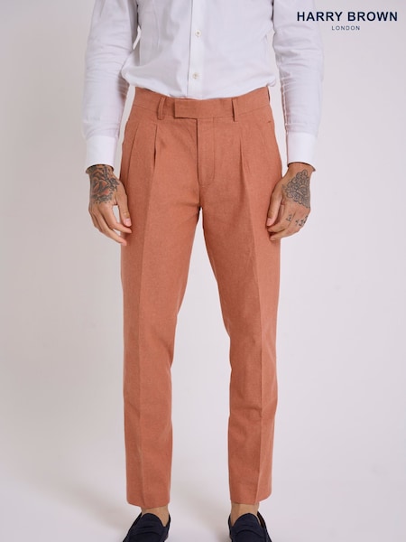 Harry Brown Red Slim Fit Oliver Linen Cotton Blend Suit: Smart Trousers (E59100) | AED437