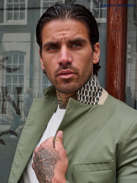Harry Brown Green Slim Fit Paper Touch Cotton Single Breasted Suit (E59108) | €199